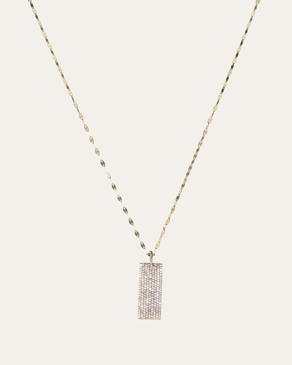 Flawless 14k Diamond Pavé Dog Tag Pendant Necklace